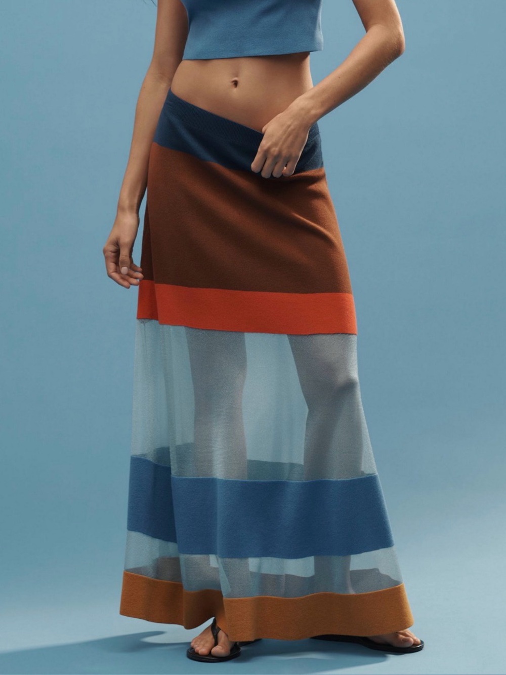 Anthropologie Maeve Sheer Stripe Skirt